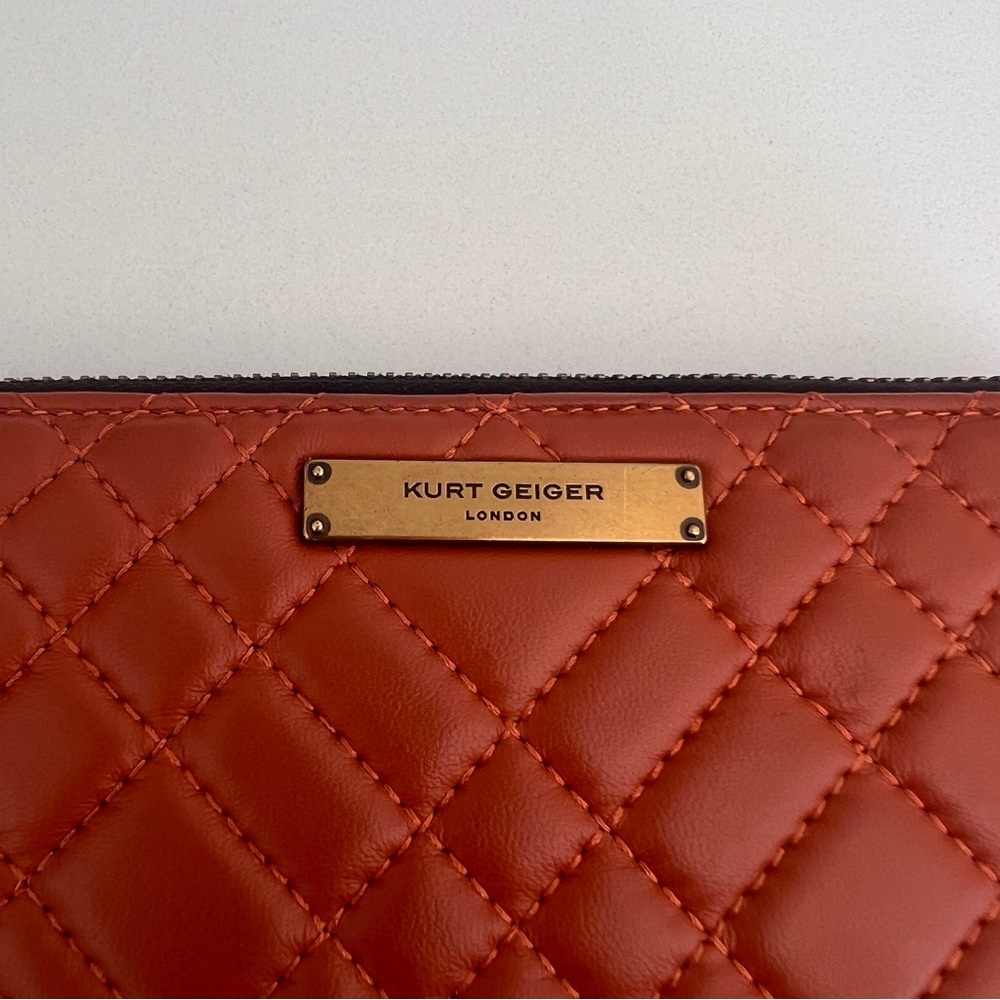Kurt Geiger quilted leather zip around wallet, Terra Cotta